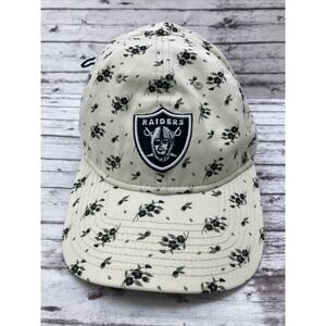 Raiders Las Vegas New Era Hat Cap Women's OS Adjustable Beige Blossom Flower NFL